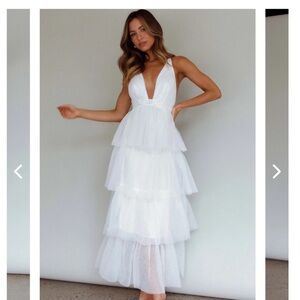White Tulle Tiered Dress